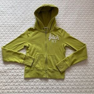 Y2K Abercrombie Full Zip Hoodie Juniors M Zip Sweatshirt Pocket Lime Green Retro
